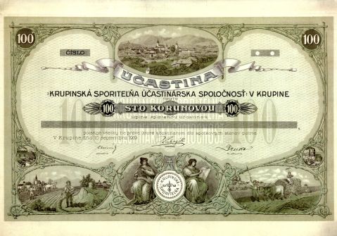 Krupinská sporiteľňa - účastina, 1919