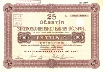 Stredoslovenská banka, Banská Bystrica - účastina, 1940