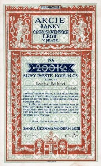 Banka československých légií, Praha - účastina, 1921